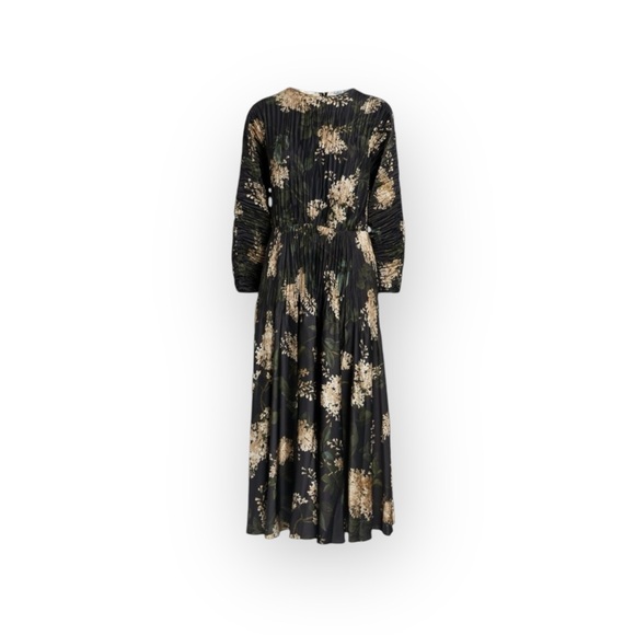 Vince ❀ Lilac Floral Micro Pleated Midi Dress ❀ Coastal Blue Floral Print ❀ Sml - Picture 3 of 16